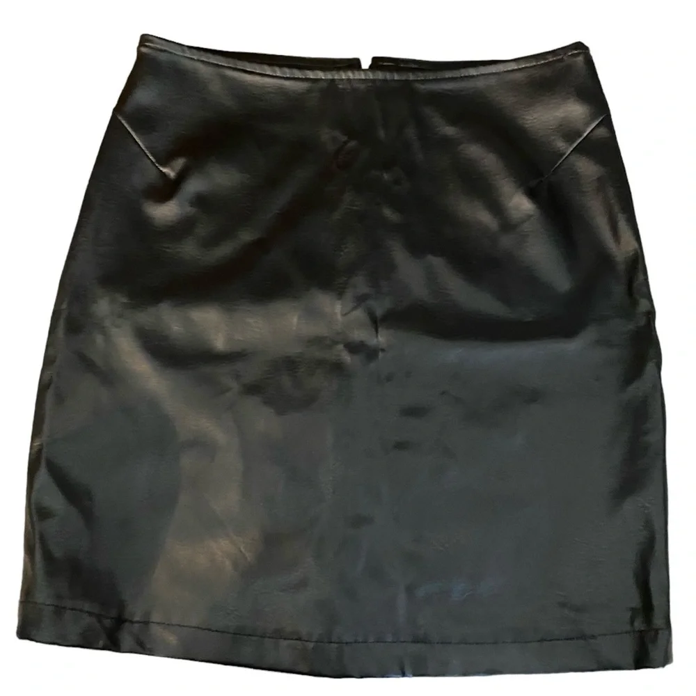 Vintage 90s eyecandy black pleather vegan leather party girl festival Mini Skirt